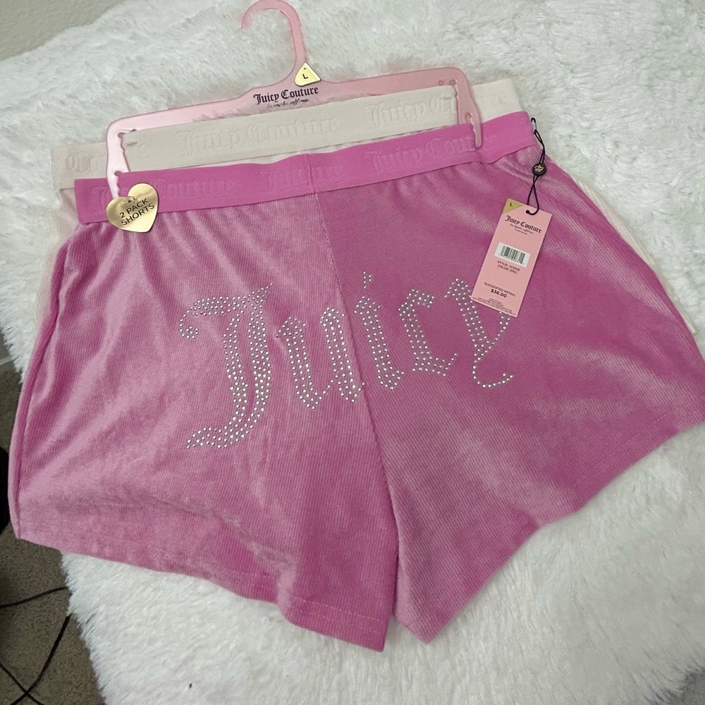 Juicy Couture Pink Velvet Shorts w/ Rhinestone 2 Pack Brand New Sleepwear
